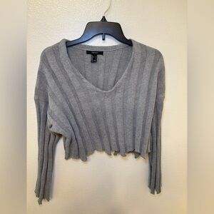 Forever 21 Charcoal distressed  Ribbed Crop Top